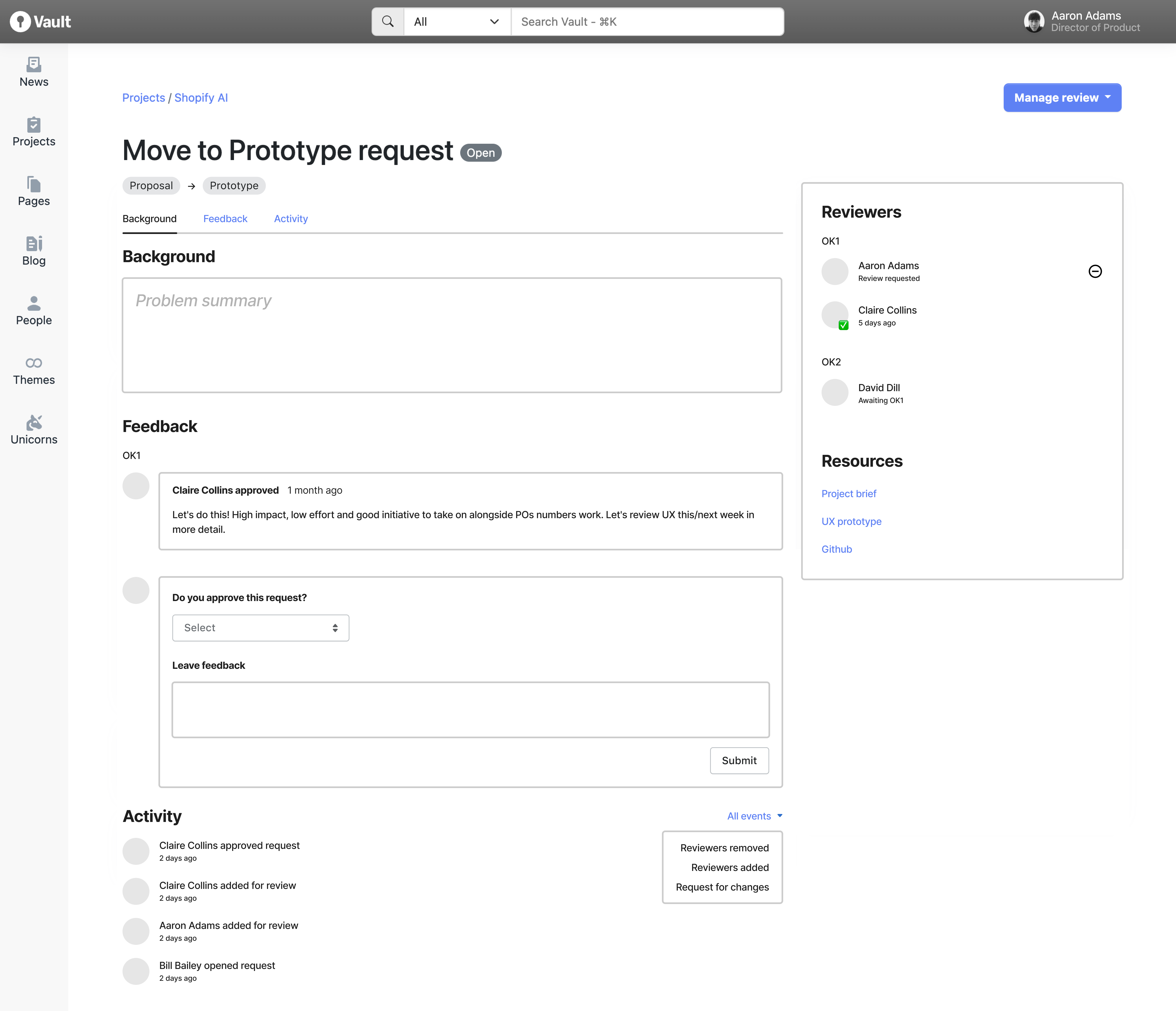 Follow up review wireframe