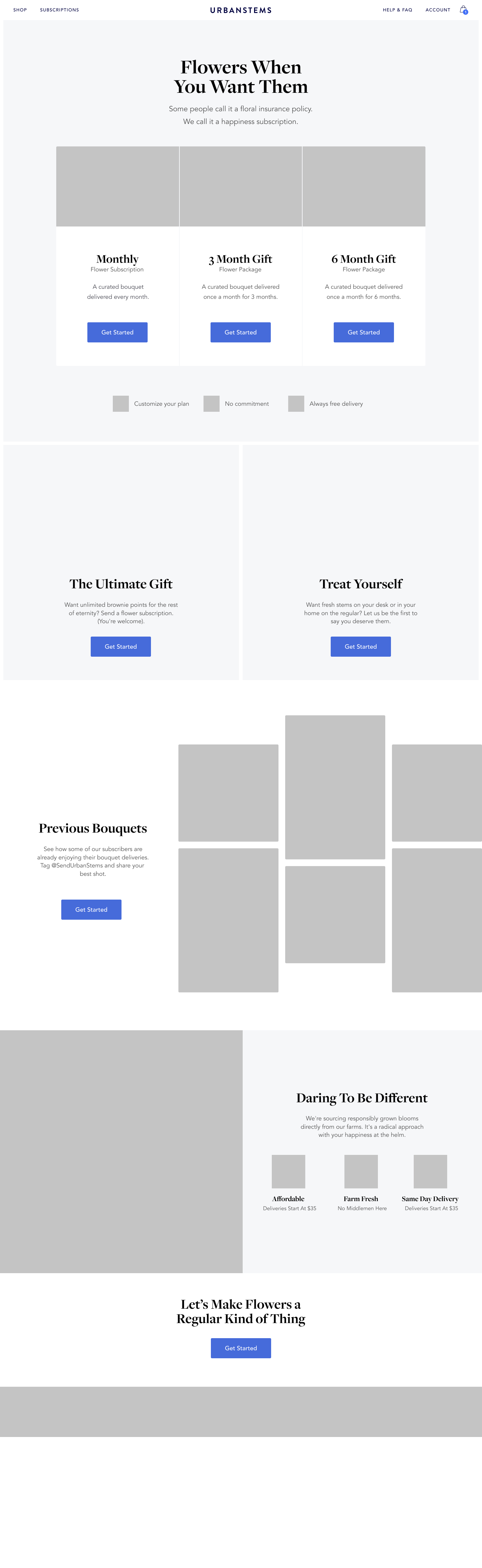 Subscriptions wireframe